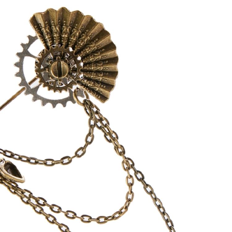 Mechanical Gear Brooches Wedding Lapel Pin Suit Pin Elegant Gear Chain