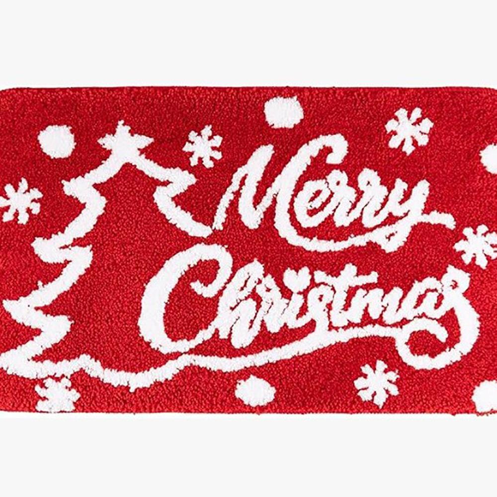 

New Santa Claus Christmas Door Mat Non-slip Water Absorption Door Carpet Soft Crystal Fleece Foot Mat Living Room Decor