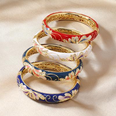 Floral Enamel Openwork Filigree Accessory Bracelet