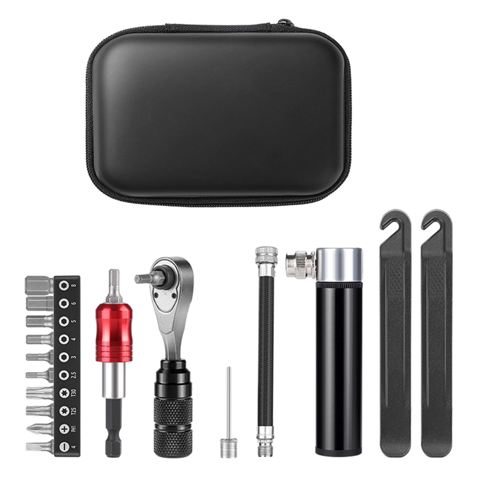 

Road Bike Repairs Set with Storage Bag Ratchet Wrench Pump Tire Lever Cycling Maintenance Tool for Mountain Bike A