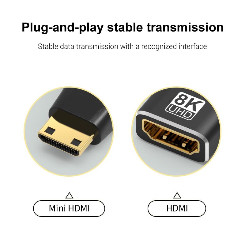 8K HDTV Male To Female Adapter Connector Converter HDMI L Shape Angle 90 270 Degree Gold Plated Support 8K@60Hz For PC Laptops
