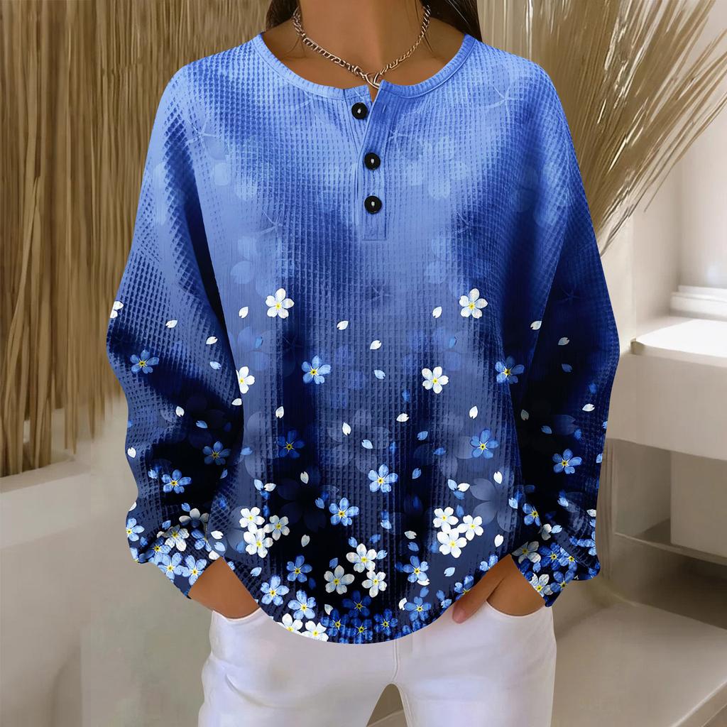 Women's Casual Shirts Long Sleeve Tops Button Up V Neck Loose Knit Fall Favorites For Women