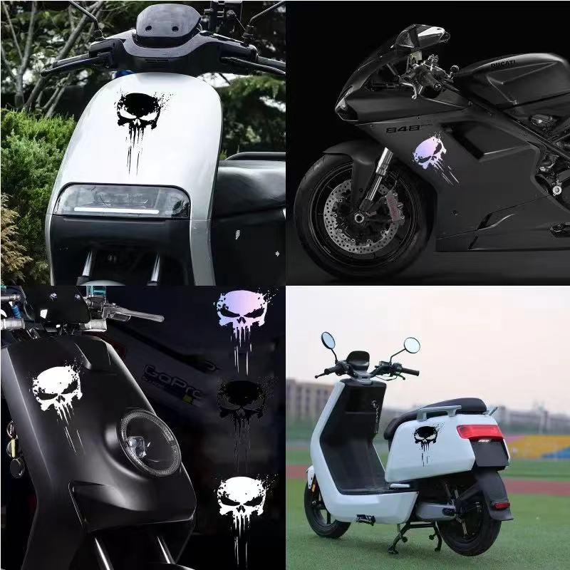 NEW Universal Car Motorbike Decoration Skull Sticker Reflective Decal Motorcycle Stickers Waterproof Sun Protection Accessories