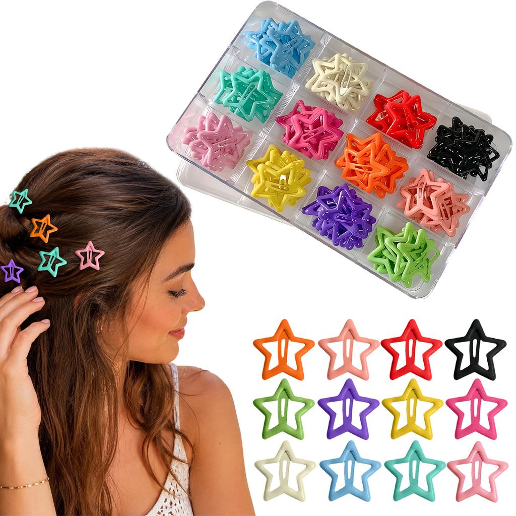 Buntes Stern-Haarklammern-Set - 5 Stern-Haarnadeln für Damen Mädchen, 1 Schachtel Verschiedene Zufällige Farben