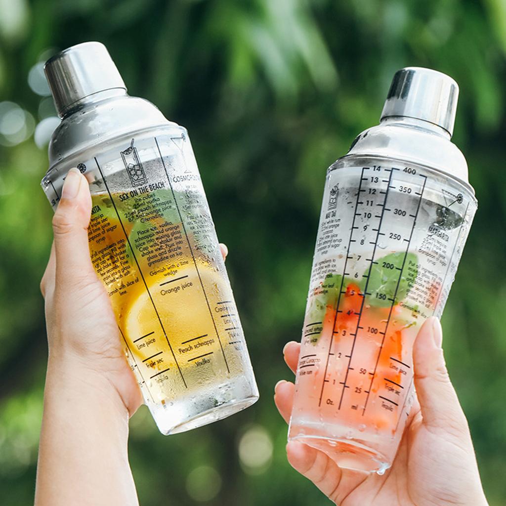 Premium 400ml Glass Cocktail Shaker Set Bartender Set with Mixing Glass Bar Spoon for Home and Professional Use