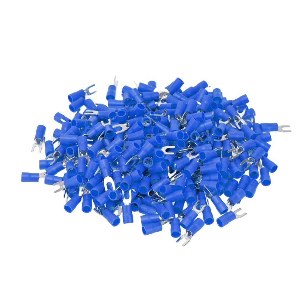 

300PCS Blue Insulated Fork Spade Terminals PVC Fork Spade Wire Connector Transportation Lighting