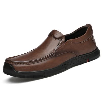 Men Genuine Leather Shoes Men Spring Loafers Slip On Business Casual Leather Shoes Classic Breathable Flats Shoe