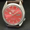JAPAN 7009A VINTAGE SEIKO 5 AUTOMATIC MENS RED COLOR DIAL WATCH a701364-5 R206a-a701364