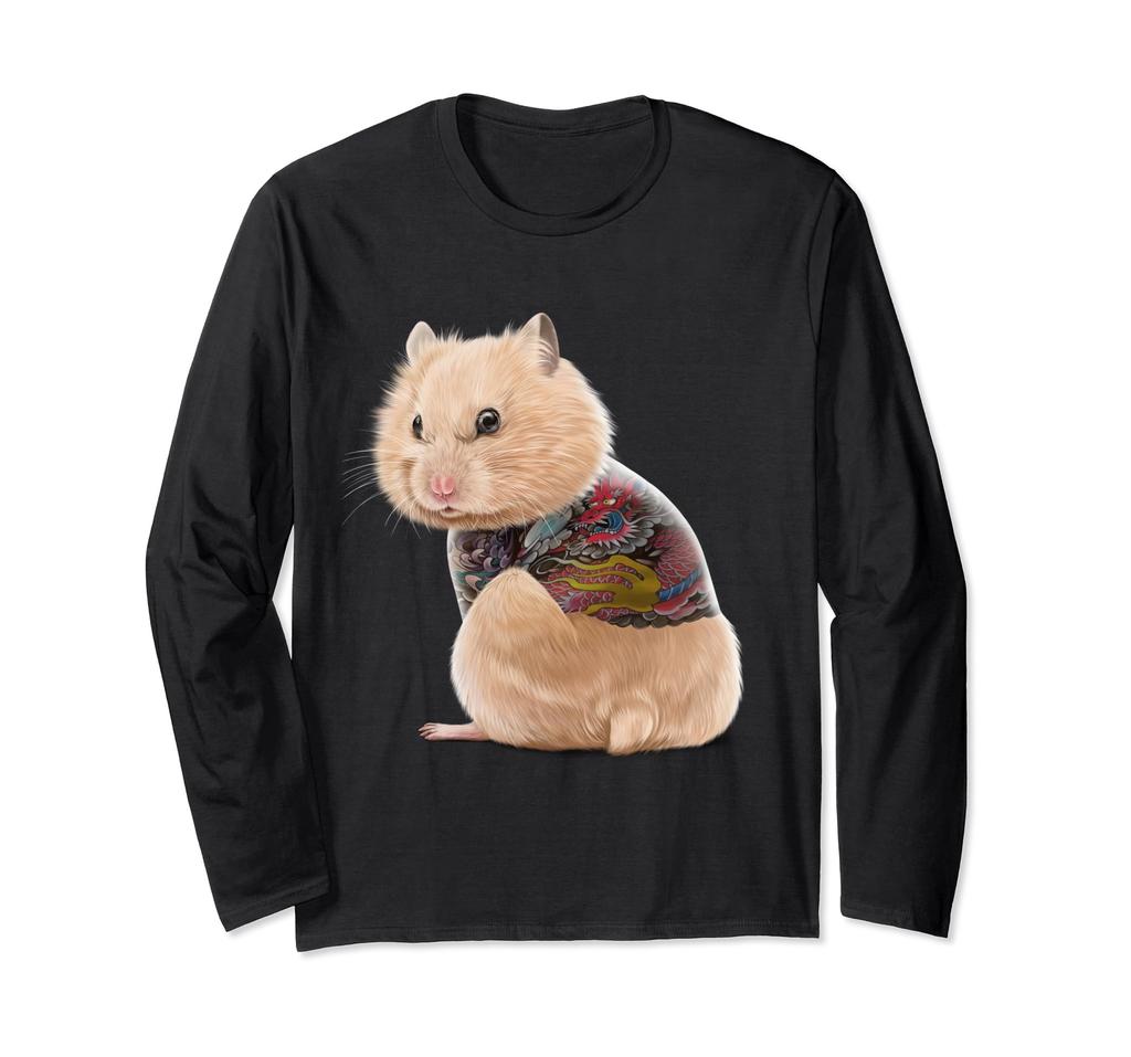 Traditional Japanese Dragon and Hamster Tattoo Long Sleeve T-Shirt