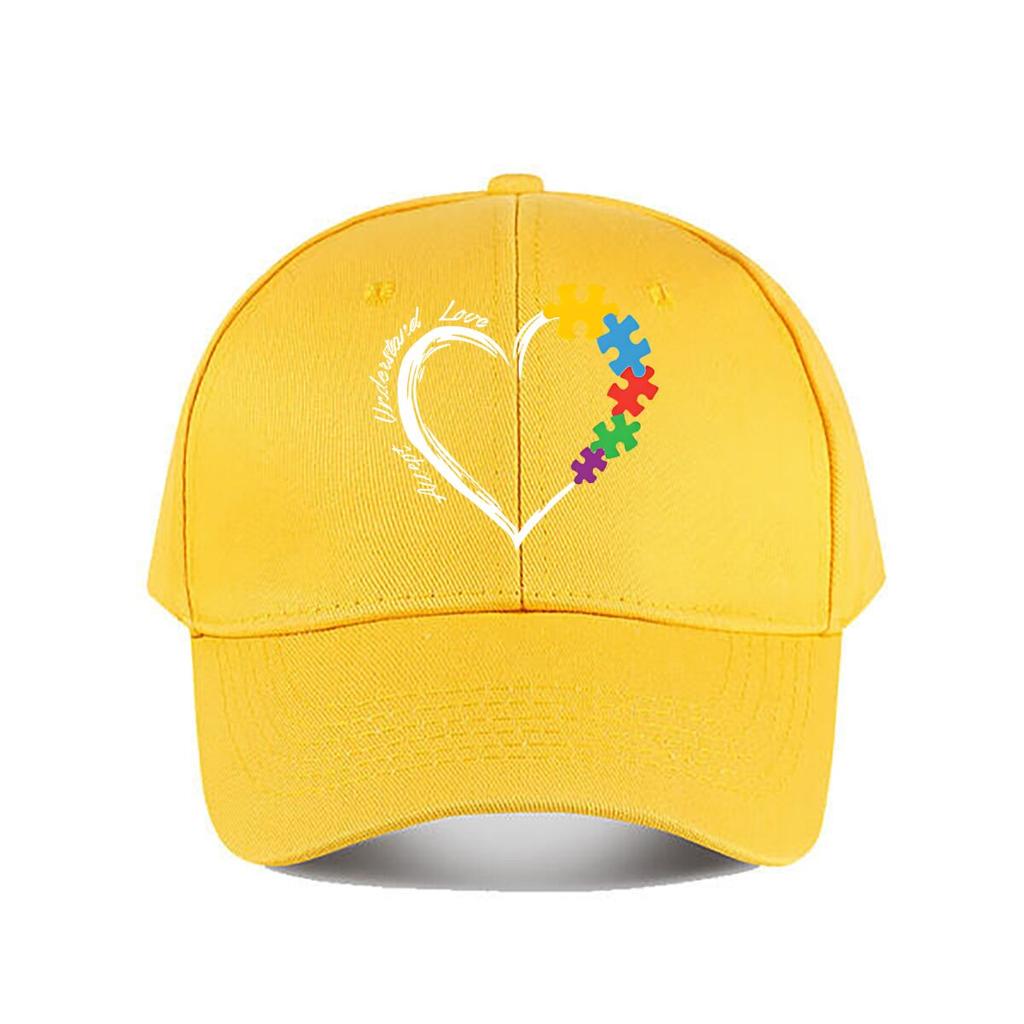 Autism Support Heart Puzzle Baseball Cap Fashion Unisex Sunhat Womens Outdoor Sports Snapback Cap