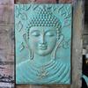 Buddha Wall Art Relief, Turquoise Lotus Leaves