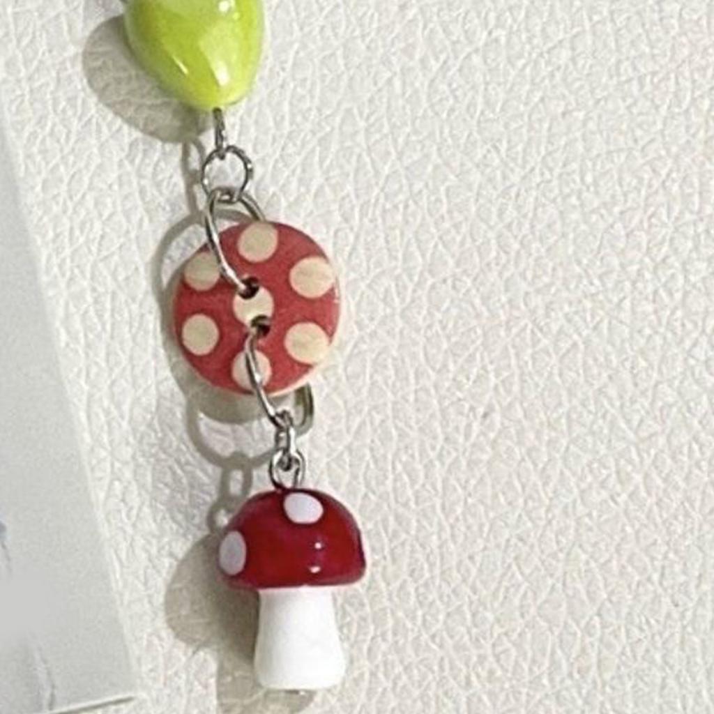 Whimsical Phone Pendant Accessory Handcrafted Mushroom Keyrings Unique Phone Charm Beaded Keychain for Enthusiasts