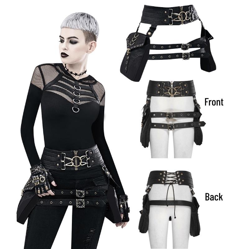 Gearduke Women's Steam Punk Pu Leather Waist Bag With Vintage Phone Holder Trendy Cross-border Fashion