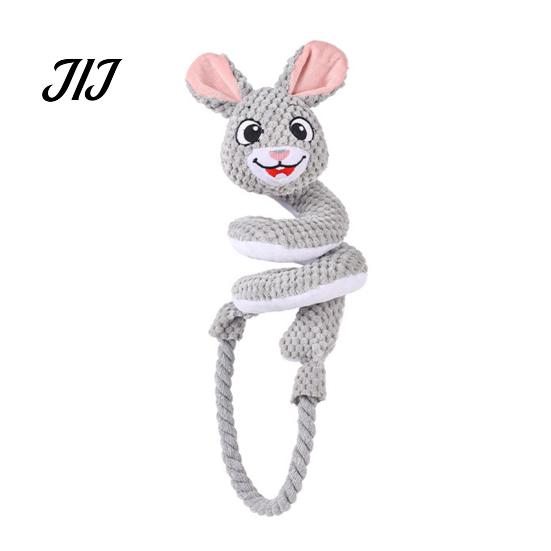 Wear Resistant Plush Dog Toys Tug Rope Toy, Cute Fox Rabbit Squeaky Chew Toy with Crinkle Paper, Aggressive Chewers Interactive Pull for Medium Large