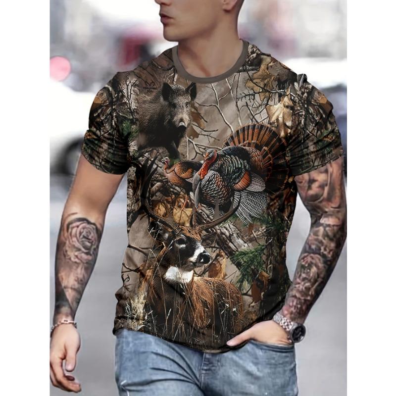 WILD FORT Men s 3D Digital Printed Short-Sleeve T-Shirt, Made of Breathable Polyester Fiber, S