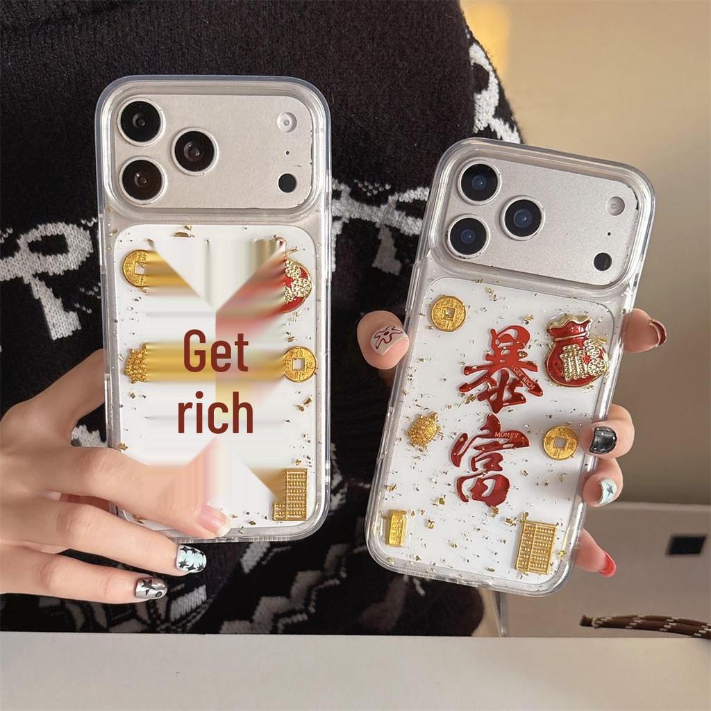 Epoxy Resin Wealthy Rich Drop-Proof Phone Case for iPhone 14/13/12/11 PRO/MAX