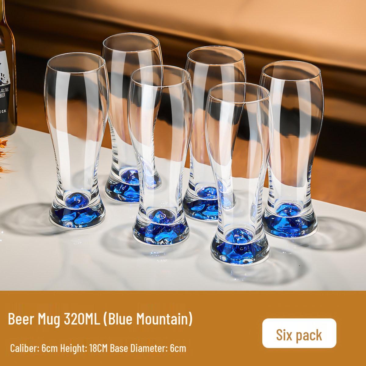 Luxury Large-Capacity Blue Mountain Crystal Beer Mug Set