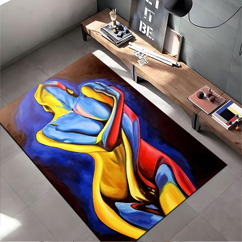 Abstract Colorful Female Silhouette suitable as a non-slip mat for the living room or bedroom sofa