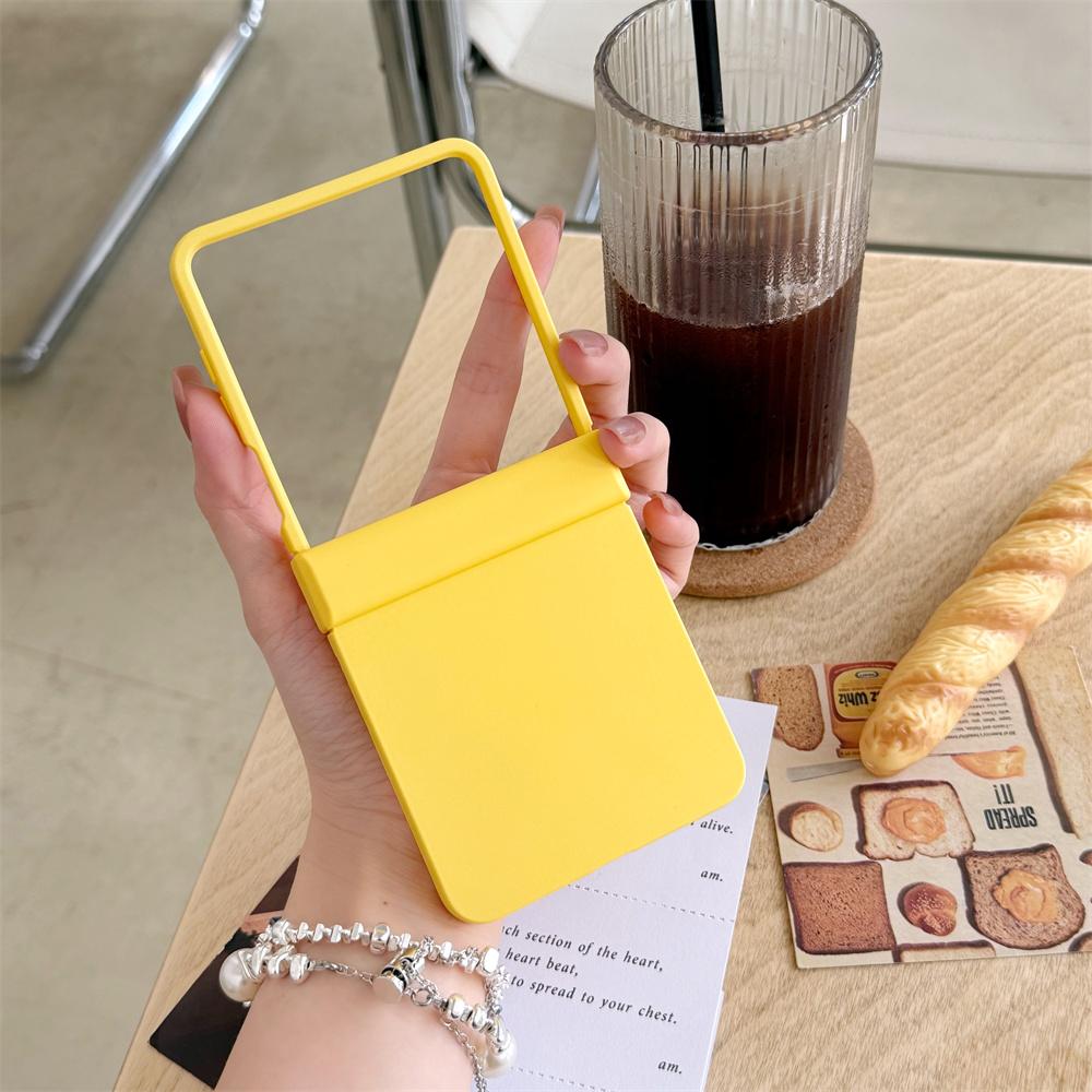 Hinge Protective Cover Phone Case for Samsung Galaxy Z Flip 7 FE 6 5 4 3 Flip7 Flip6 Flip5 Solid Color Macaron Hard Shell Cases