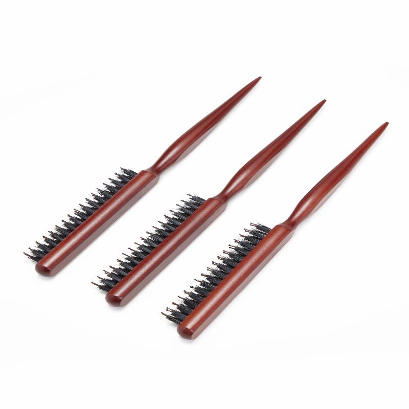 Wooden Handle Hair Comb Hairs Fluffy Three Rows Boar Bristle Combs Hairdressing Back Teasing Brushes Hairdressing Styling Tools