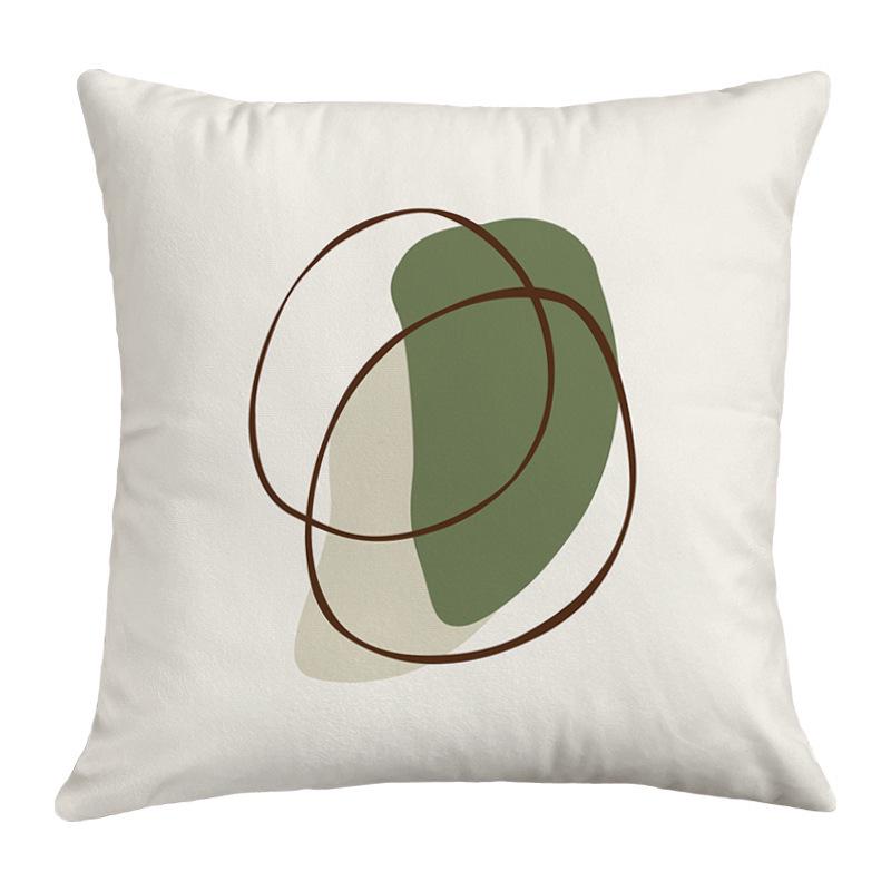 Geometric Nordic-Style Green Throw Pillow Cover for Artistic Living Room Decor