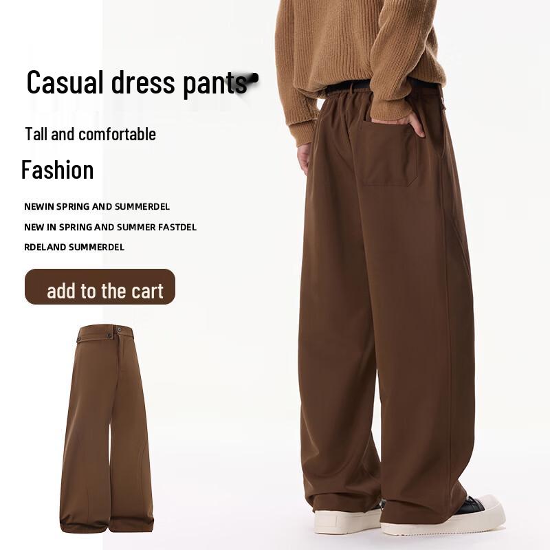 FARUISHI Men s Drape Wide-Leg Casual Trousers 3XL