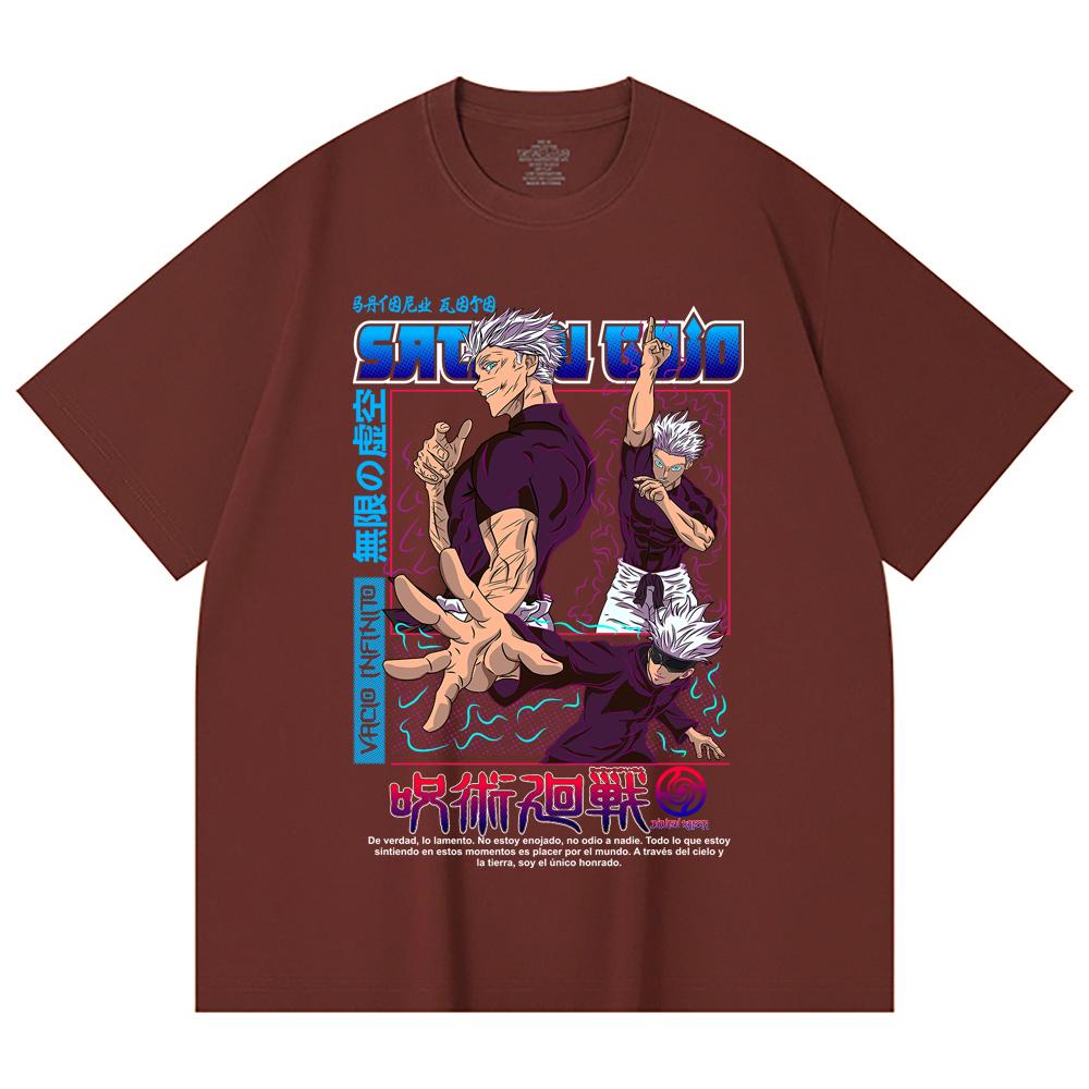 230 Gsm 100% Cotton Jujutsu Kaisen V25 Gojo Print Unisex Heavy Cotton T Shirt