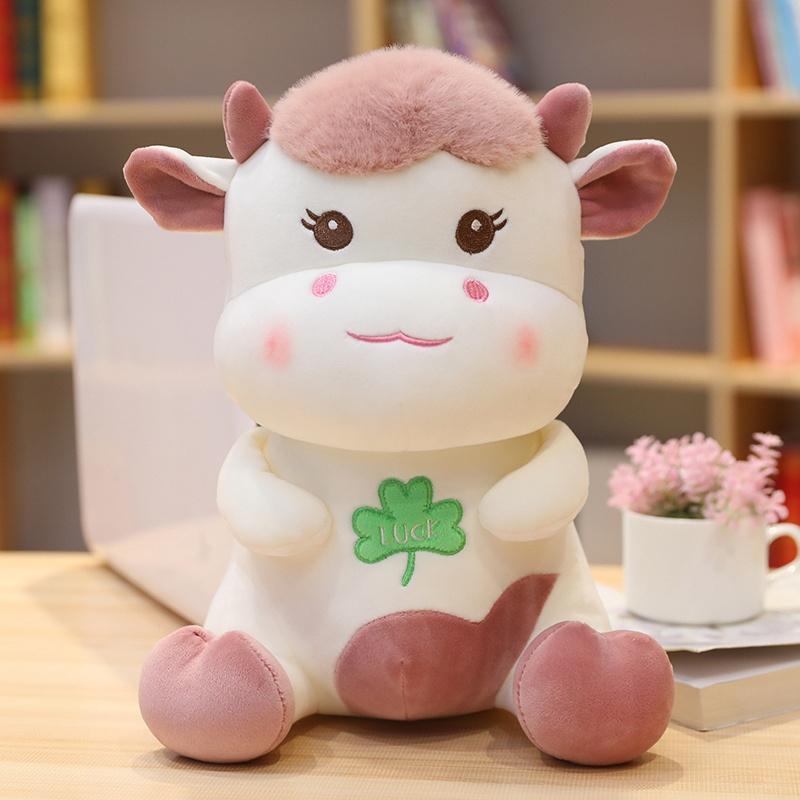 Neues Kawaii Glückskuh Plüschtier Weiches Stofftier Cartoon Tier Rind Puppe Heimdeko Kinder Kinder Geburtstag Weihnachtsgeschenk Beschwichtigen