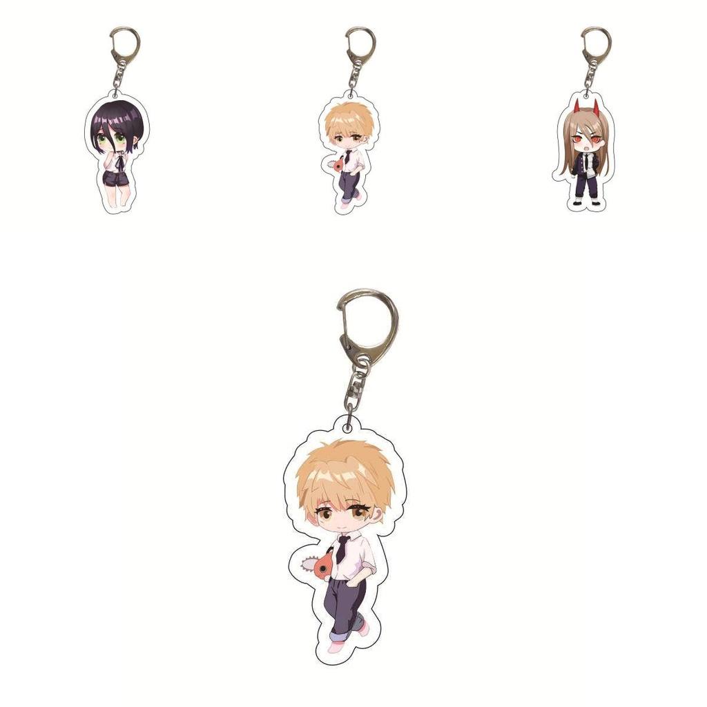 Compact Chainsaw Man Bag Pendant Acrylic Keychain Double Sided Printing Keyring