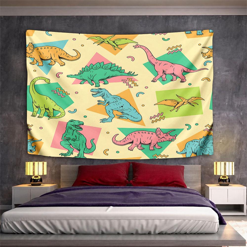 Colorful Cartoon Dinosaurs Pattern Pattern Wall Hanging Tapestry Decorative Tapestry Home Decor for Bedroom and Living Room
