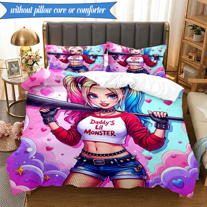 3PCS Quinn Artwork Bedding Set,Including 1pc Duvet Cover And 2pcs Pillowcases Perfect for Bedroom, Dormitory, Fan Christmas gift