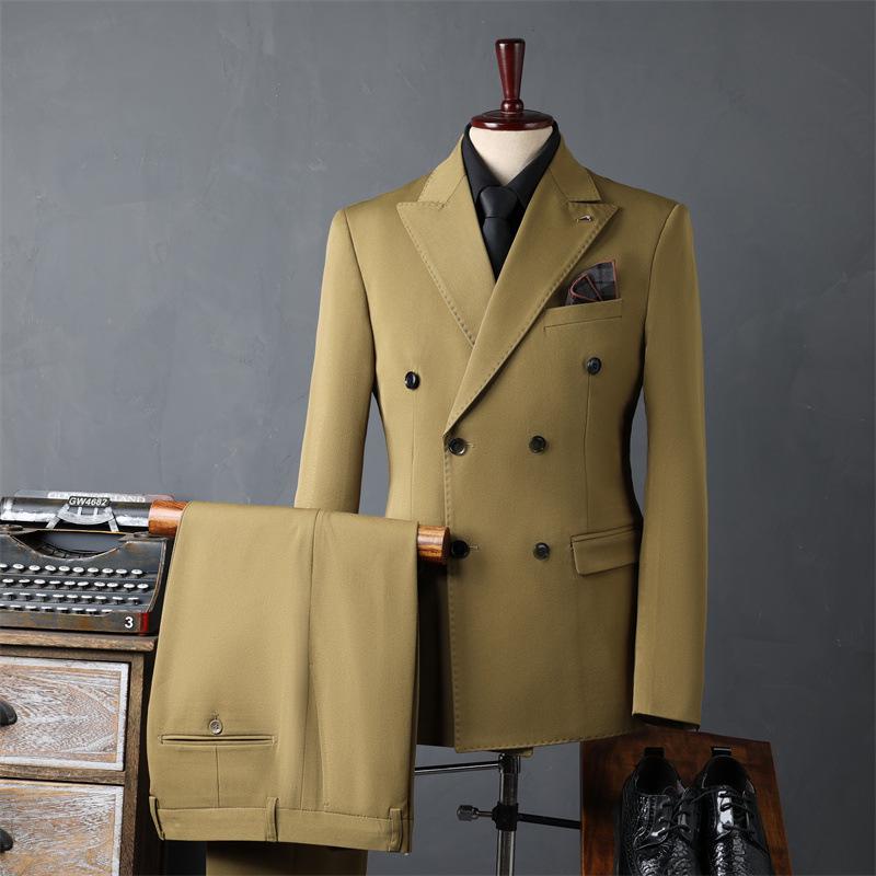 Men's Korean Style Double-Breasted Formal Suit - Perfect for Weddings, Business, or Best Man Attire