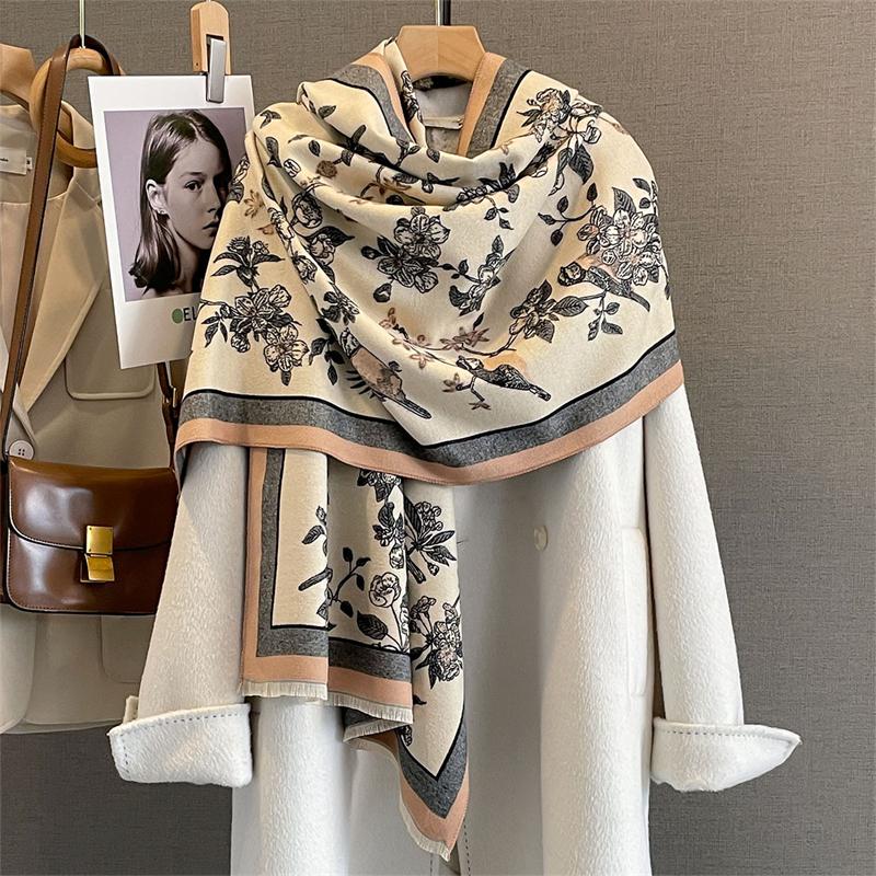 Winter Warm Cashmere Scarf for Women Luxury Pashmina Shawl Wrap Neckerchief Female Bufanda Echarpe Design Poncho Stoles