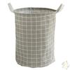 Foldable Cotton Linen Laundry Hamper: Round Waterproof Plaid Storage Bin for Dirty Clothes and Toys