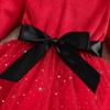 European & American Christmas Princess Dress - Santa Costume Gown Set for Girls with Waistband & Headpiece.