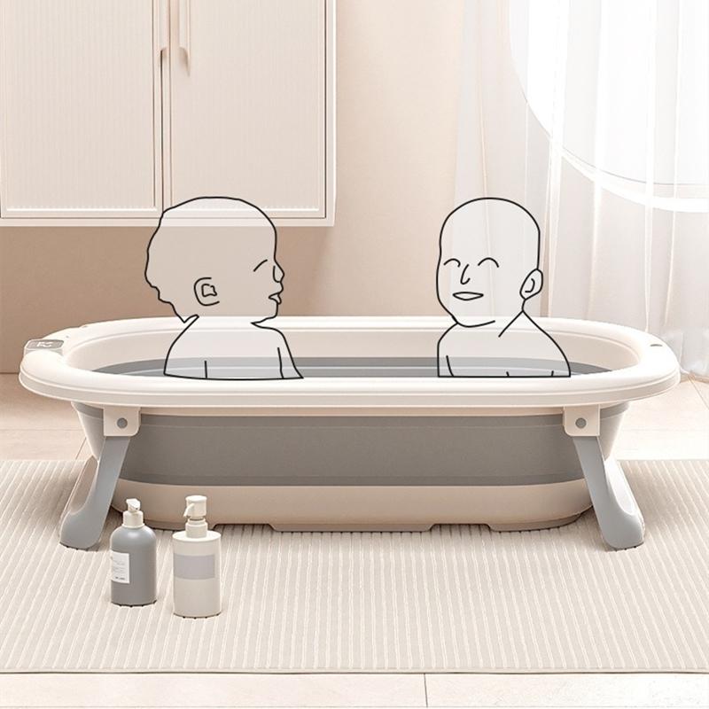 Real time water temperature display Silicone Baby Bathtub Non-Slip Foot Bath Bucket Folding Bathroom