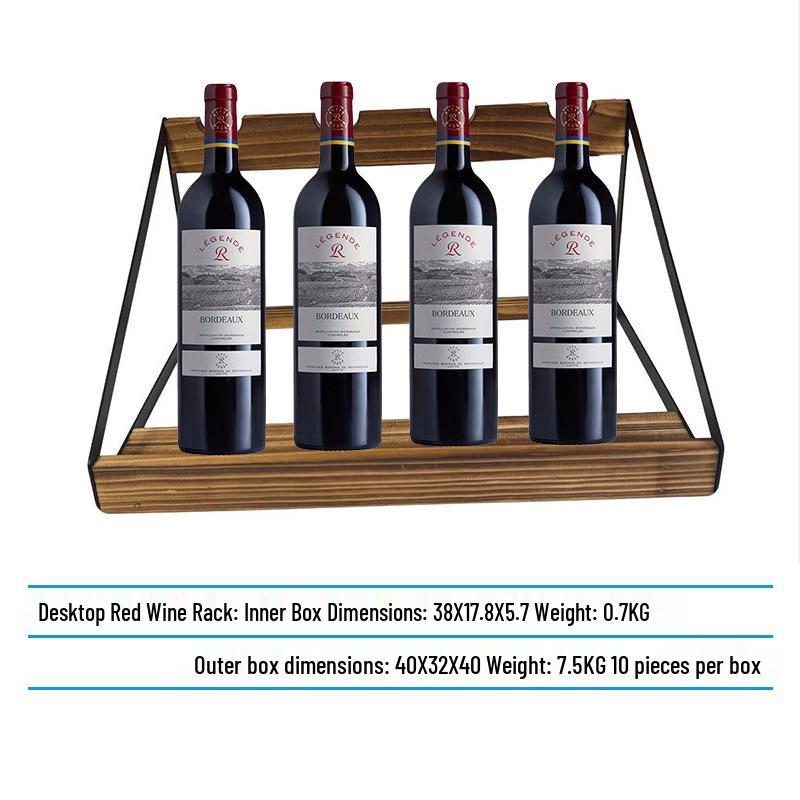 Compact Iron & Wood Slanted Red Wine Display Rack 35.6*27*17.8 cm