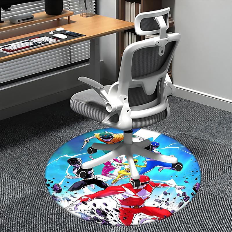 Power Rangers Chair Mat Round Carpet for Home Decor, Office Use, Living Room, Bedroom, Gift Idea0281b 80cm by 80cm