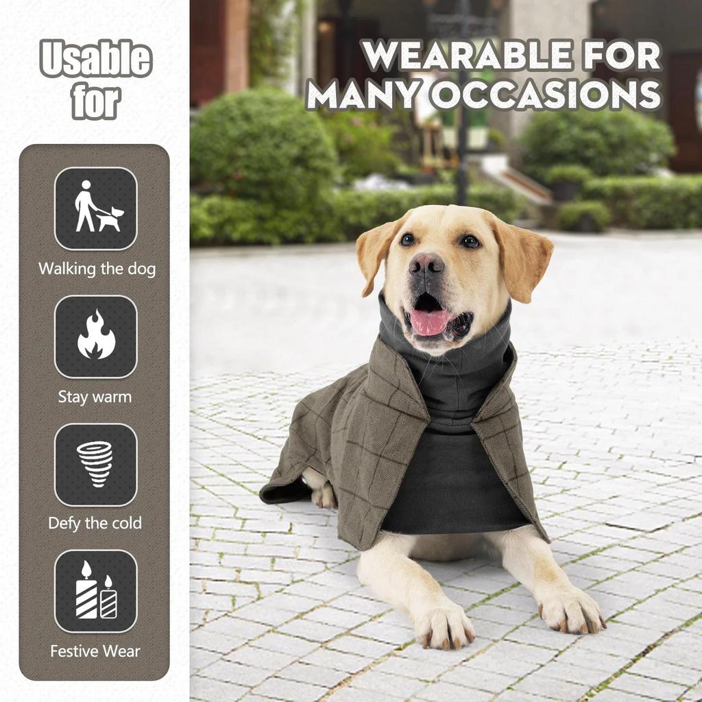 New British Style Dog Suit Vest, Windproof Thickened Warm Padded Cape For Outdoor Indoor Small Medium Large Dogs Pet Supplies