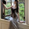 French High-end Temperament Cutting Hand-painted Ink and Wash Butterfly Dress Women's Light Luxury Spice Girl Suspender Long Dress A-shaped Skirt