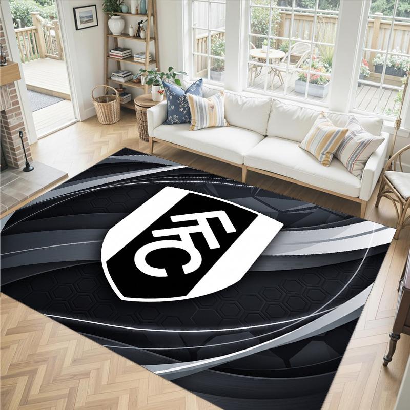 Fulham Football Design Crystal Velvet Carpet Cozy Non?Slip Printed Rug For Bedroom Living Room Entrance