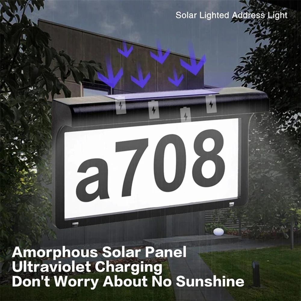 Solar House Number Light Outdoor Waterproof LED Address Sign Light Wireless Sunpower Garden Door Decorative Plaque Wall Light