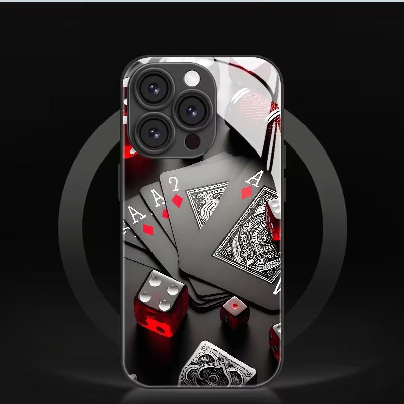 Glass Soft Frame Phone Case for OPPO Reno15 Reno14 Reno13 Reno11 Reno10 Reno8 Reno7 F Z F29 Pro Plus 4G 5G Creative Playing Card
