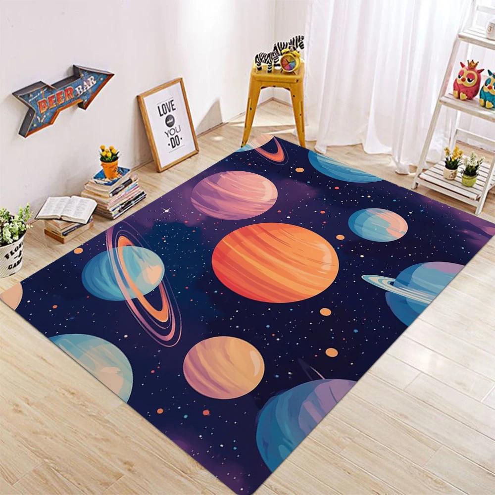 Space Galaxy Carpet Universe Living Room Bedroom Kitchen Sofa Table Balcony Carpet Anti Slip Washable Mat Exquisite Accessories