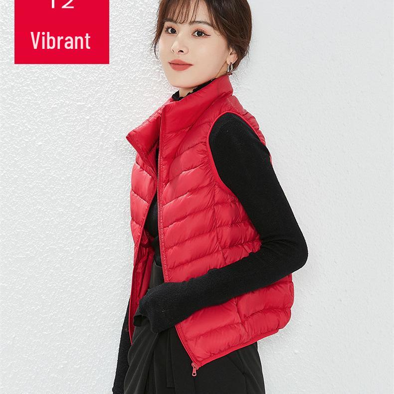 Youjia Dámská lehká vesta s 90% prachovým peřím z bílé kachny - Bez rukávů, hřejivá a stylová pro podzim a zimu