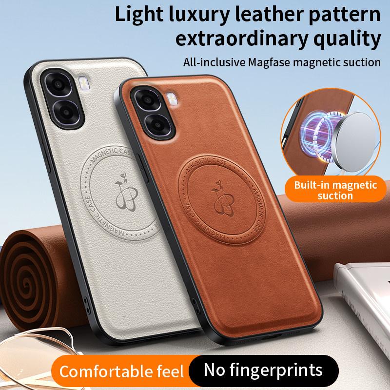 Magnetyczne etui z ładowaniem bezprzewodowym do OPPO A6x A6k A6t A6 5G Ochronna osłona ze skóry PU Twarda tylna obudowa Coque