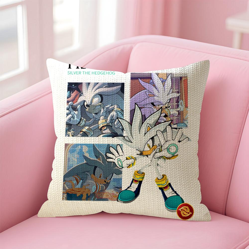 Classic Game Anime SSonic Cushion Cover Natural Linen Pillow Case DoubleSided Print Decorative Sofa Pillowcase Home Decor Gift