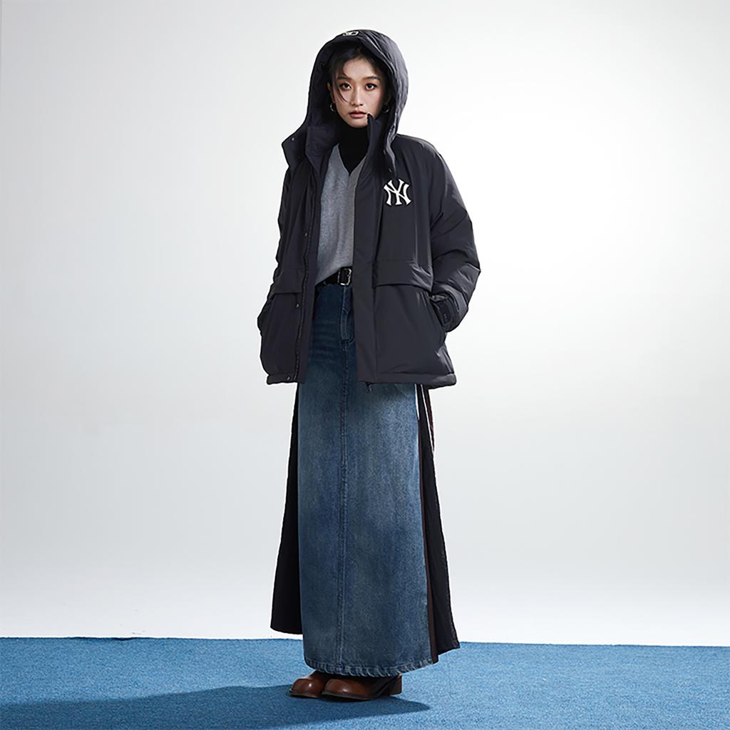 New MLB FW23 Down Jacket Mid Length Unisex Black 3ADJEC736-50BKS