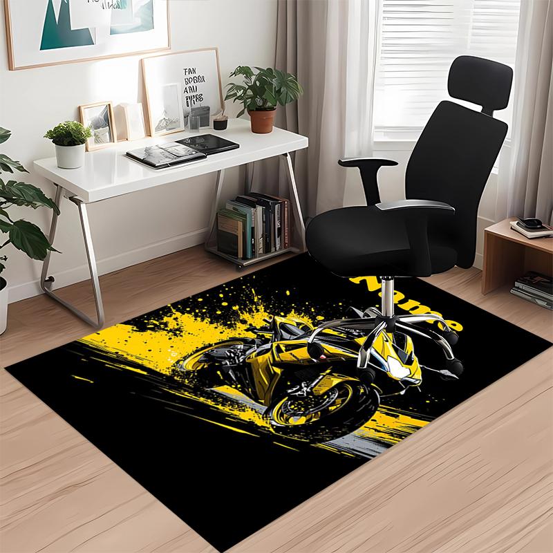 Custom Name Motorcycle Printed Carpet, for Office Chair Living Room Bedroom Kitchen Room Decor Gifts.