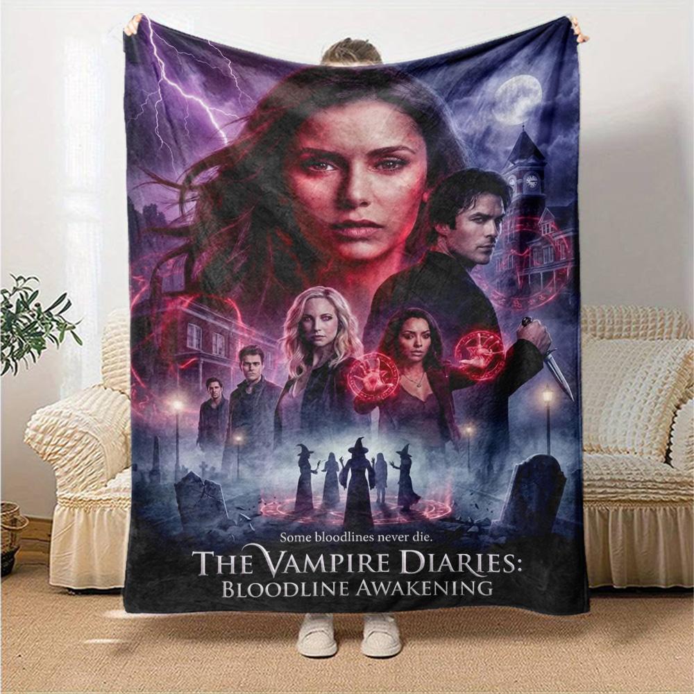 Coperta in Flanella con Stampa Vampire Diaries Alta Qualità Calda Confortevole Coperta per Tutte le Stagioni Perfetta per Regali Decorazione Casa
